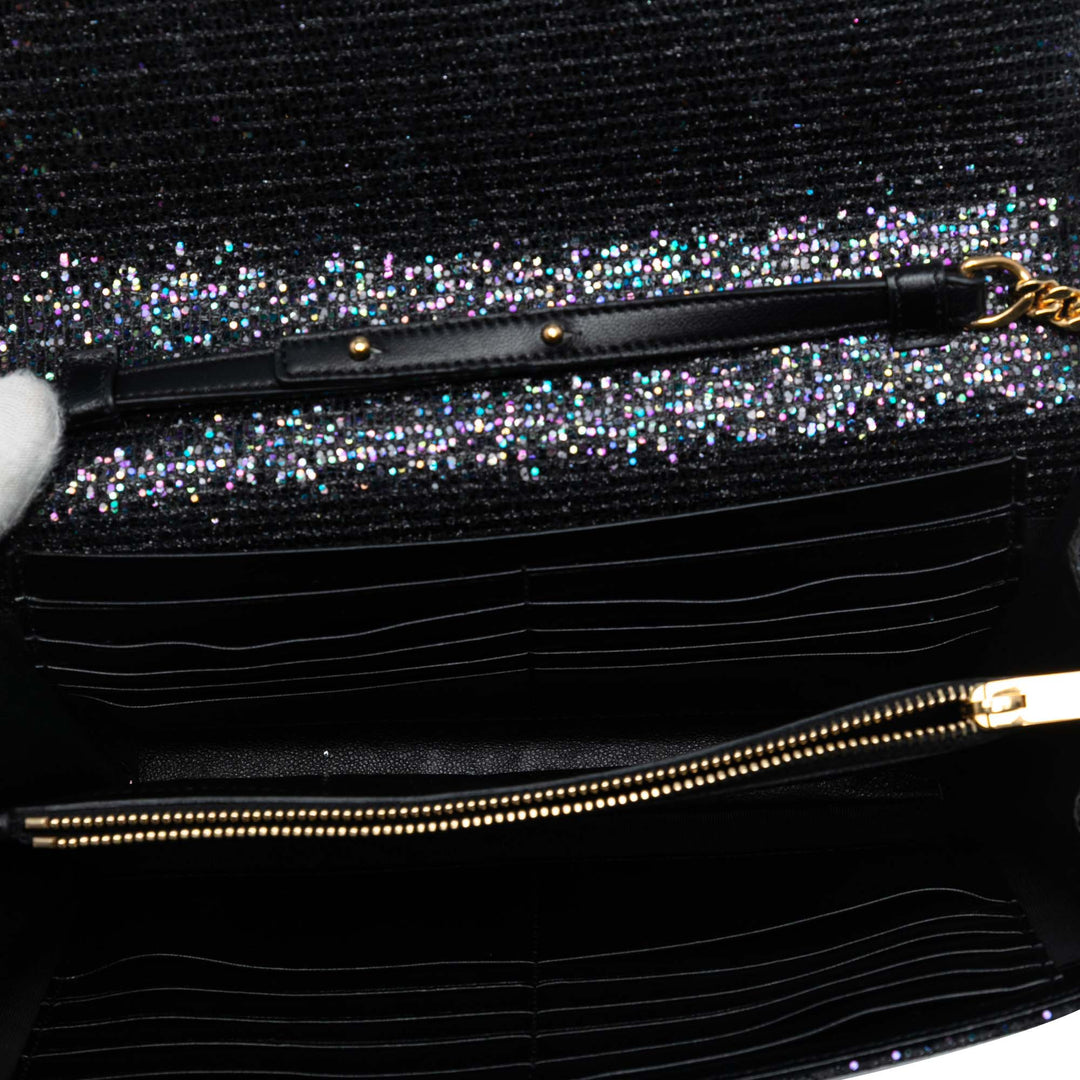 Saint Laurent Glitter Monogram Kate Wallet on Chain