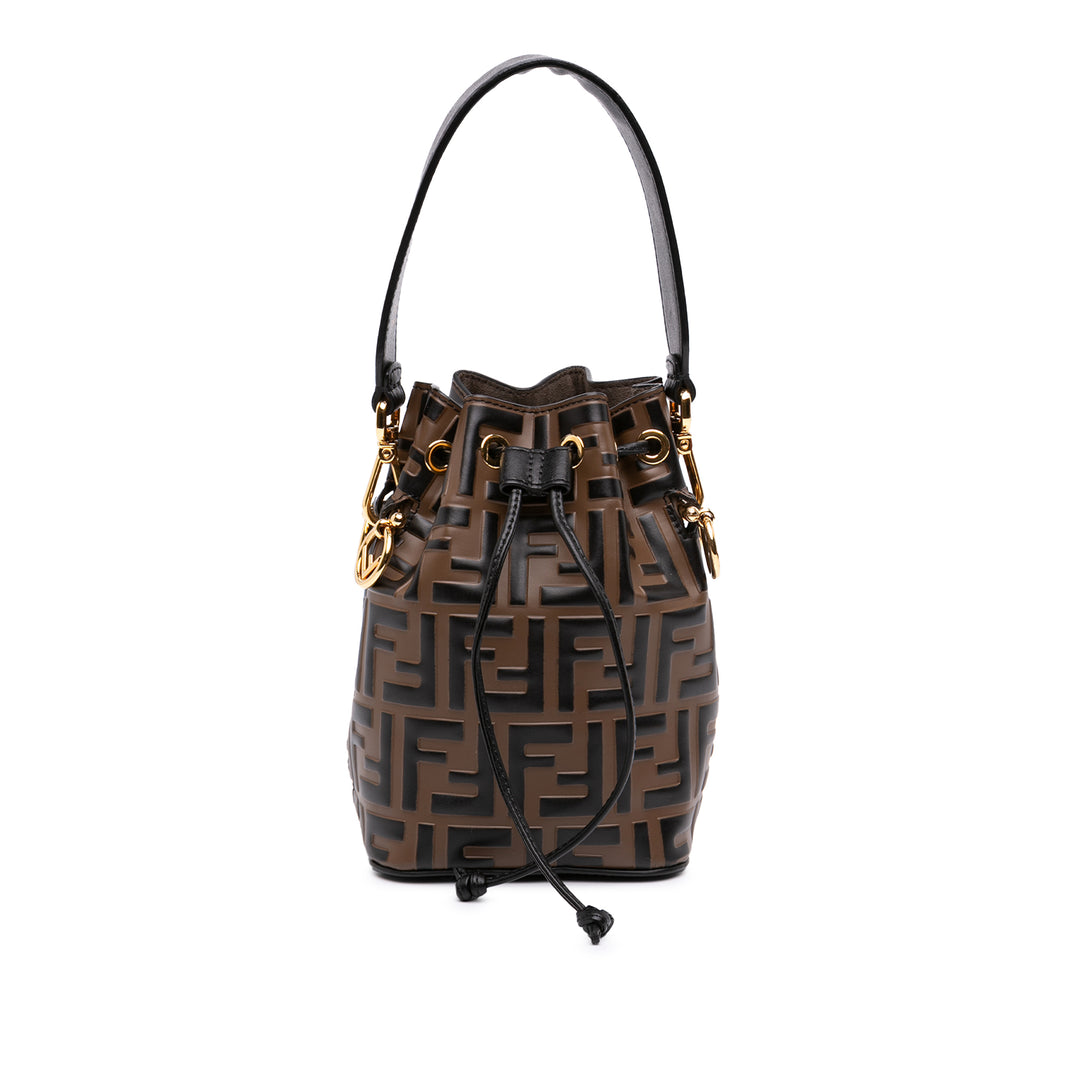 Fendi FF 1974 embossé Mon Tresor Sac seau Mini Cuir