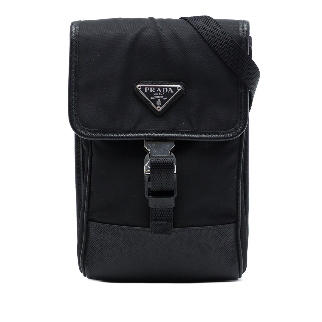 Prada Étui à finitions Re Smartphone Saffiano Noir – vue principale – GABY PARIS