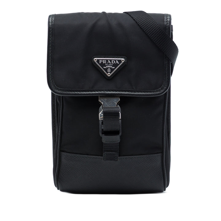 Prada Étui à finitions Re Smartphone Saffiano Noir – vue principale – GABY PARIS