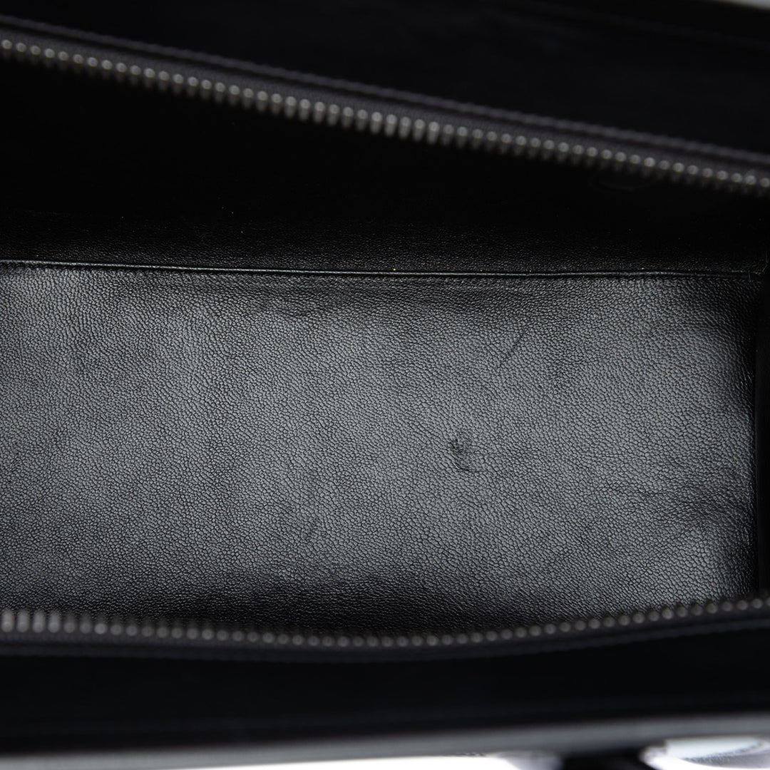 Celine Tricolore Pony Hair Luggage Cabas Micro Matière naturelle Bleu – vue 4 – GABY PARIS