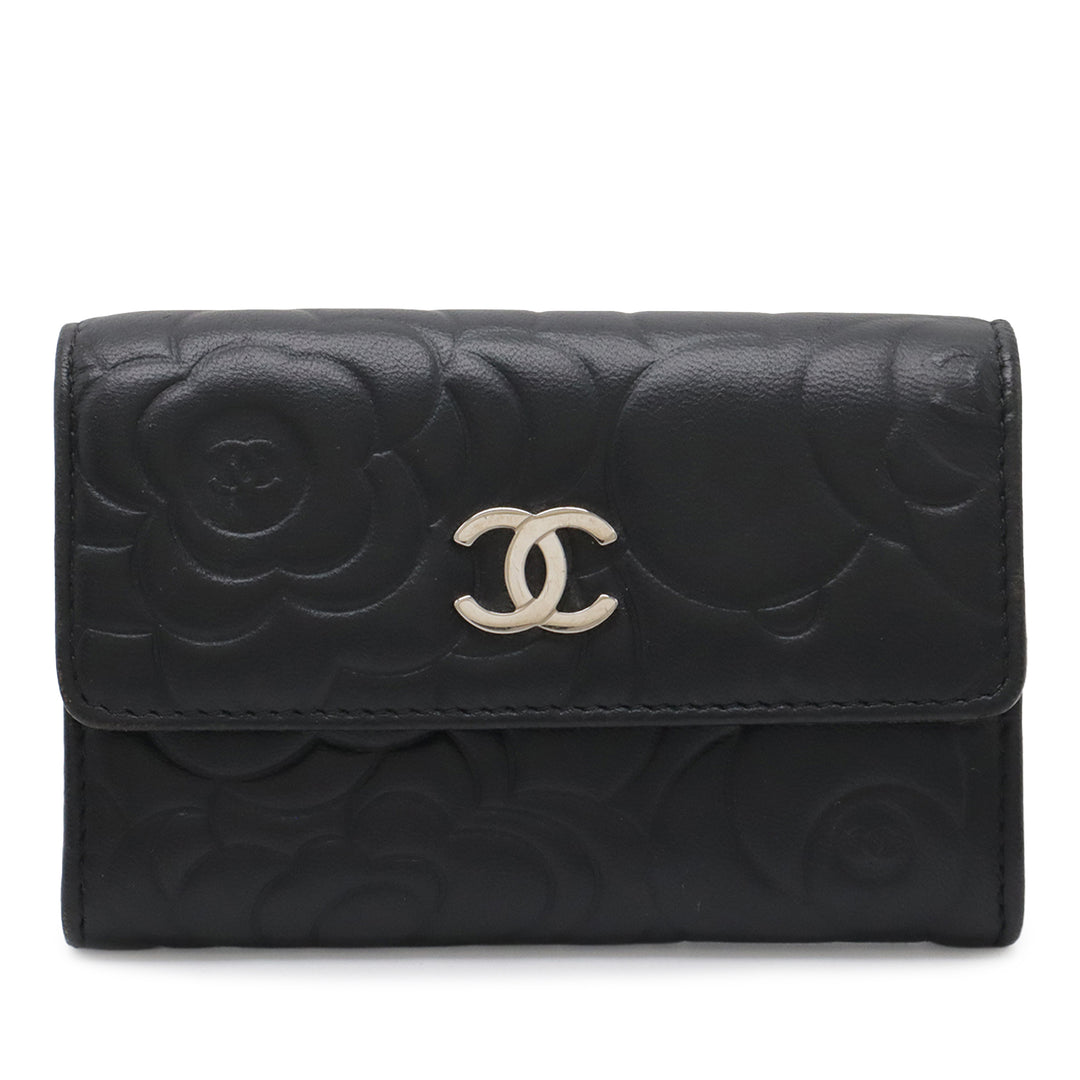 Chanel CC embossé Cuir Camellia Card Holder