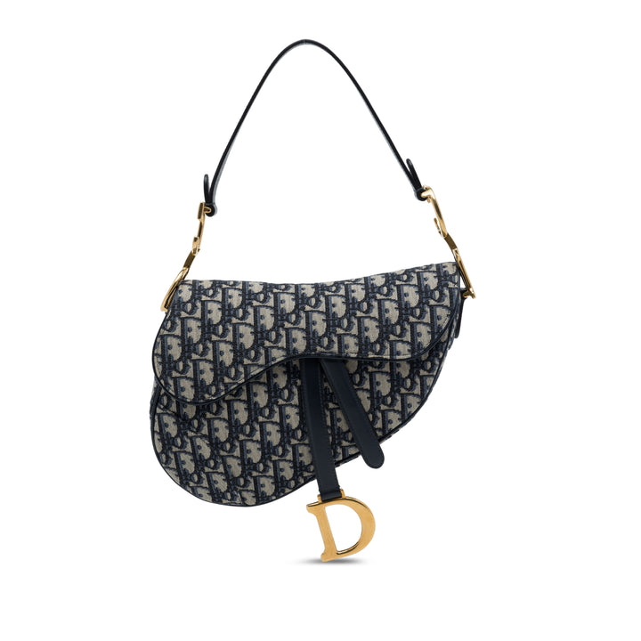 Dior Saddle Sac Oblique Bleu – vue principale – GABY PARIS