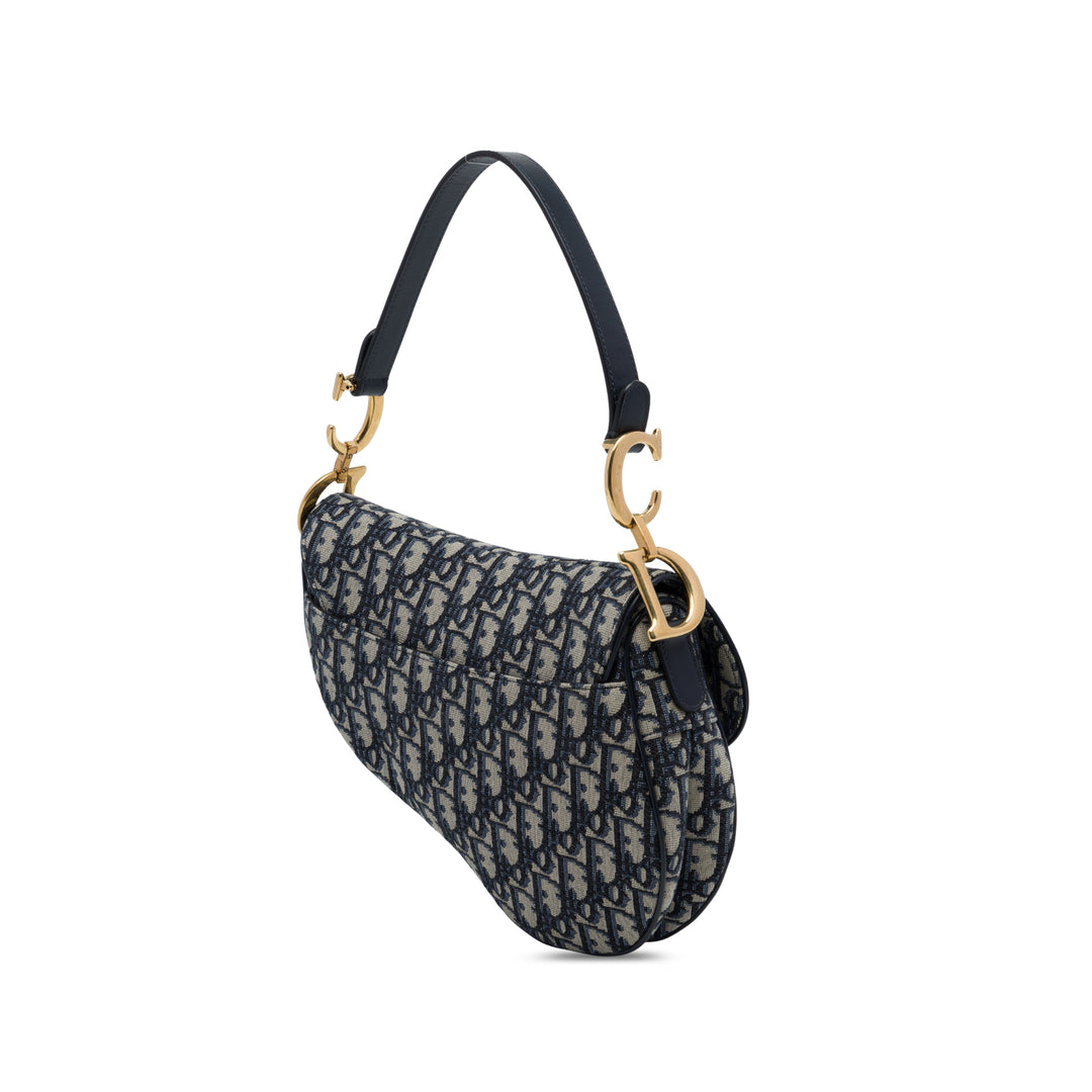 Dior Saddle Sac Oblique Bleu – vue 2 – GABY PARIS