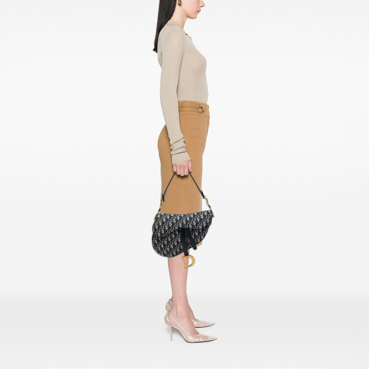 Dior Saddle Sac Oblique Bleu – vue 6 – GABY PARIS