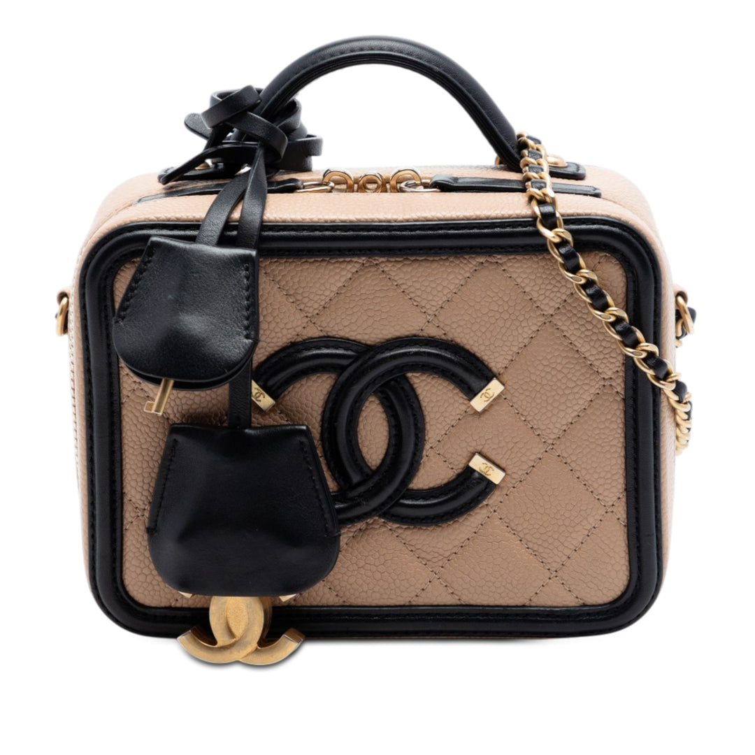 Chanel Small Bicolor Caviar CC Filigree Vanity