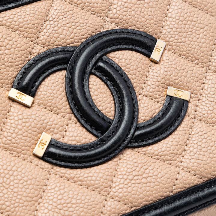 Chanel Small Bicolor Caviar CC Filigree Vanity