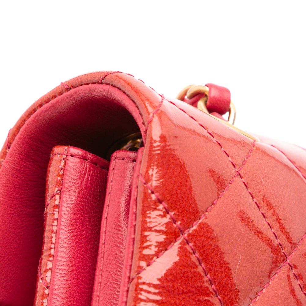 Quilted Patent Goatskin Pagoda Accordion Flap Red - Gaby Paris