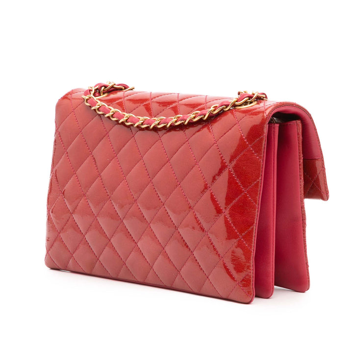 Quilted Patent Goatskin Pagoda Accordion Flap Red - Gaby Paris