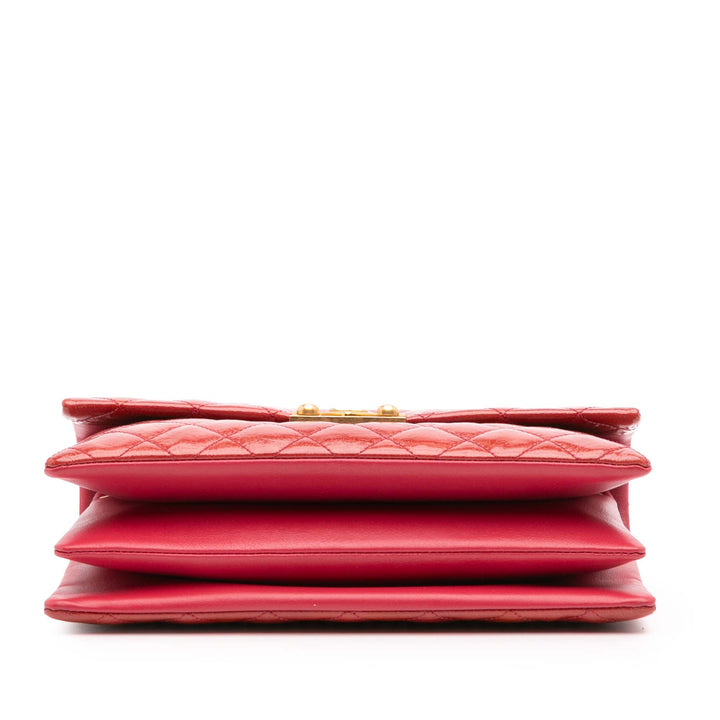 Quilted Patent Goatskin Pagoda Accordion Flap Red - Gaby Paris