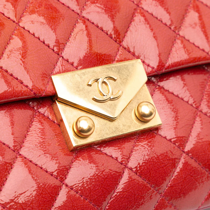 Quilted Patent Goatskin Pagoda Accordion Flap Red - Gaby Paris