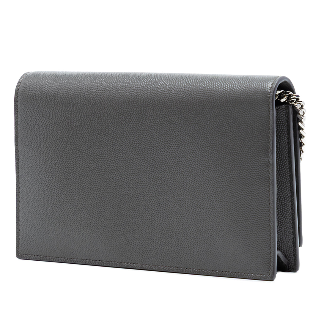 Saint Laurent Grain de Poudre Monogram Kate Pompon Wallet on Chain