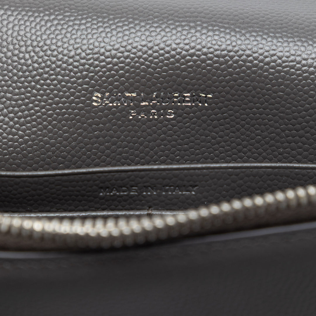 Saint Laurent Grain de Poudre Monogram Kate Pompon Wallet on Chain
