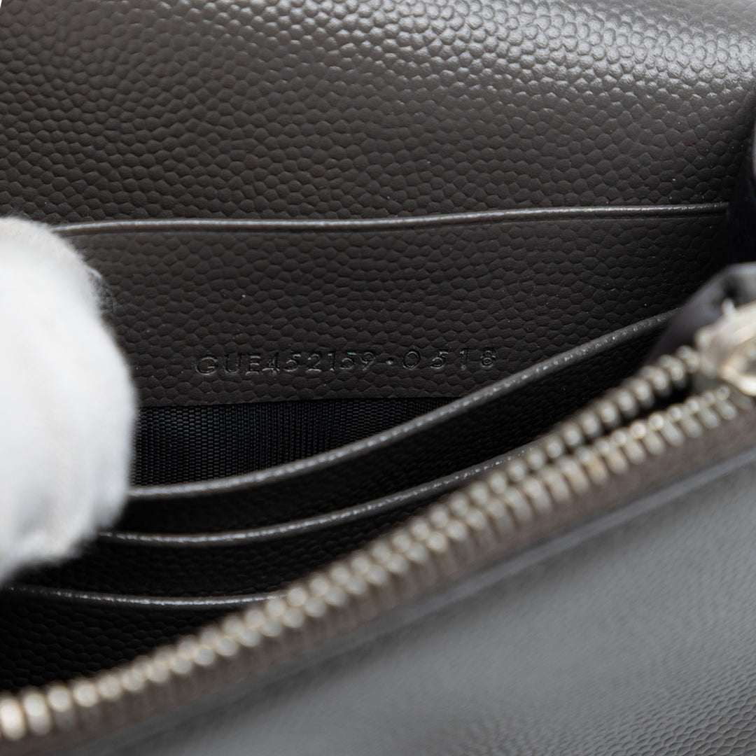 Saint Laurent Grain de Poudre Monogram Kate Pompon Wallet on Chain