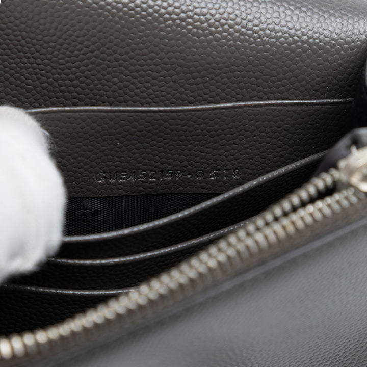 Saint Laurent Grain de Poudre Monogram Kate Pompon Wallet on Chain