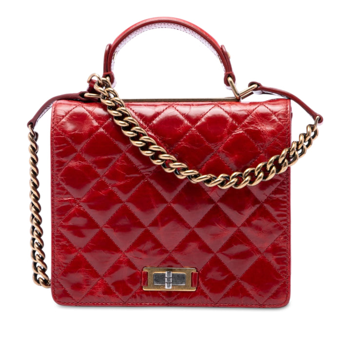 Matelassé Glacé Reissue 2.55 Rita à rabat Grand Cuir de veau Rouge