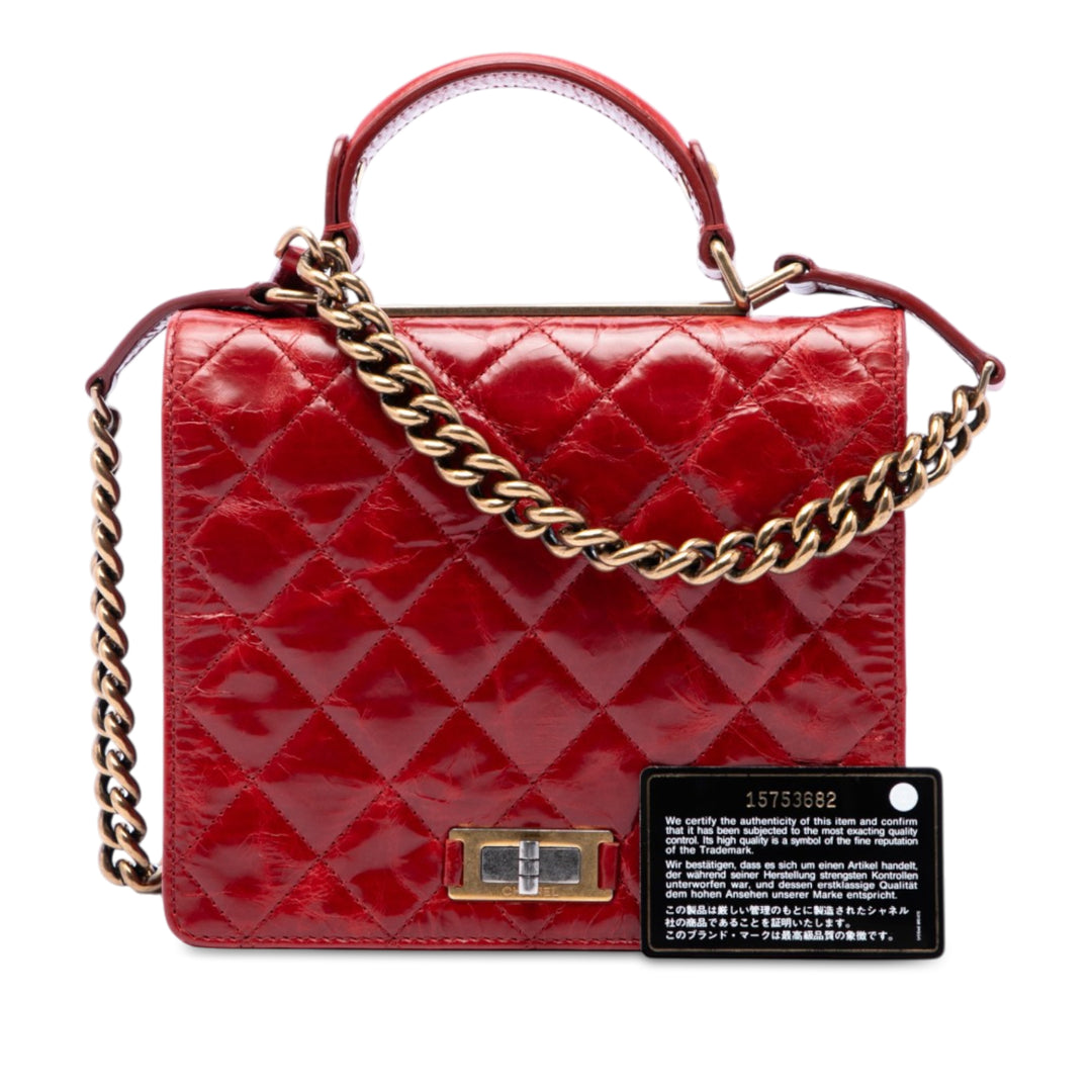 Matelassé Glacé Reissue 2.55 Rita à rabat Grand Cuir de veau Rouge