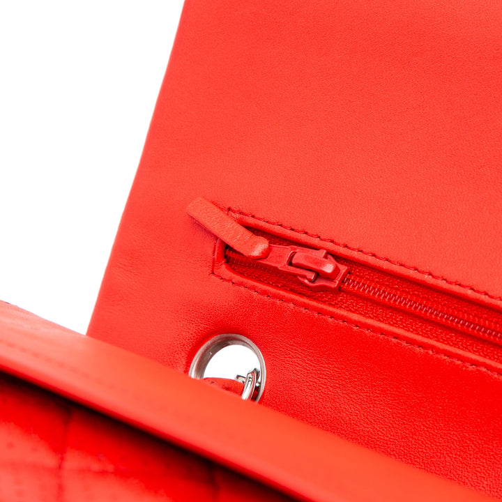 Medium Classic Perforated Lambskin Double Flap Red - Gaby Paris