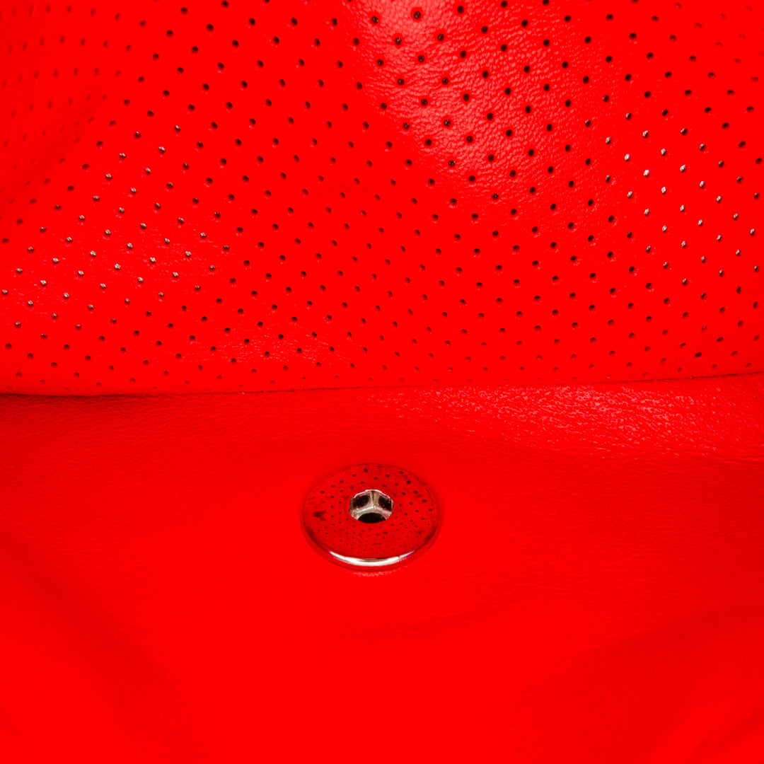 Medium Classic Perforated Lambskin Double Flap Red - Gaby Paris