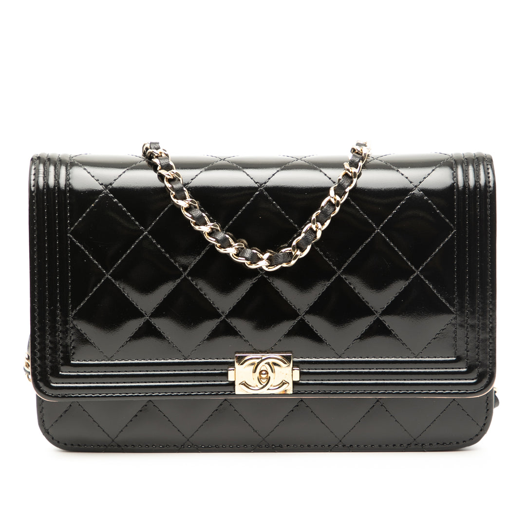 Chanel Matelassé Cuir verni Boy Wallet on Chain – GABY PARIS Authentique
