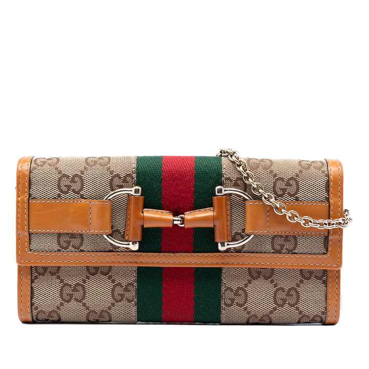 Gucci GG Toile Web Horsebit Wallet on Chain