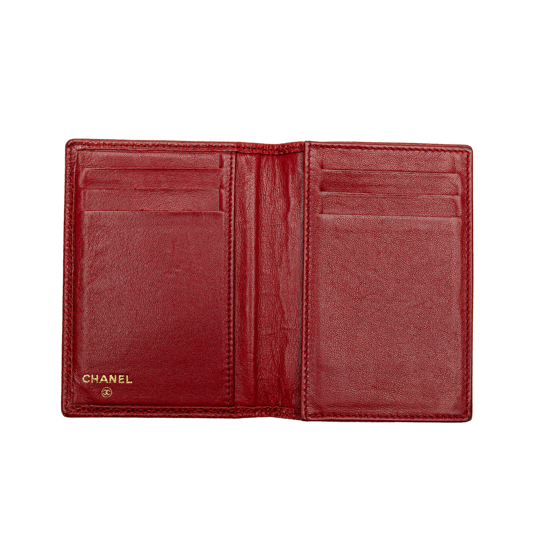 CC Caviar Bi Fold Card Holder Red - Gaby Paris