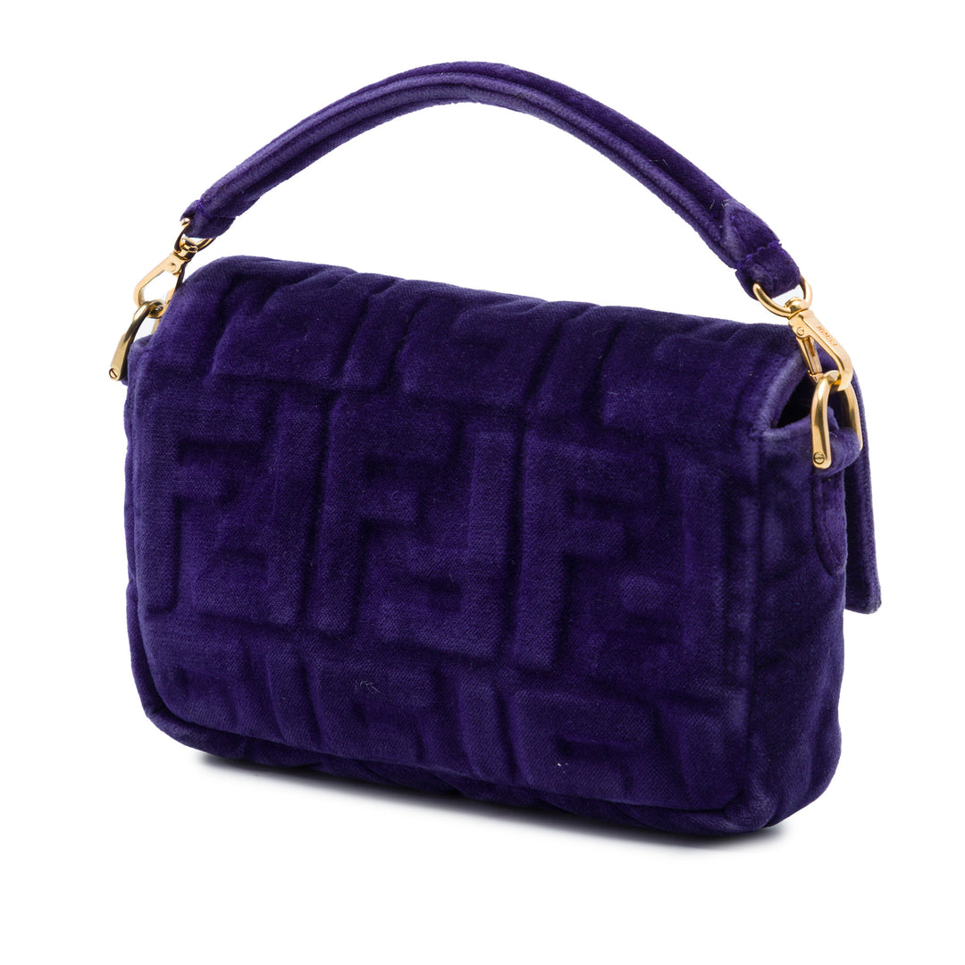 Fendi Mini Zucca embossé Velours Baguette Sac