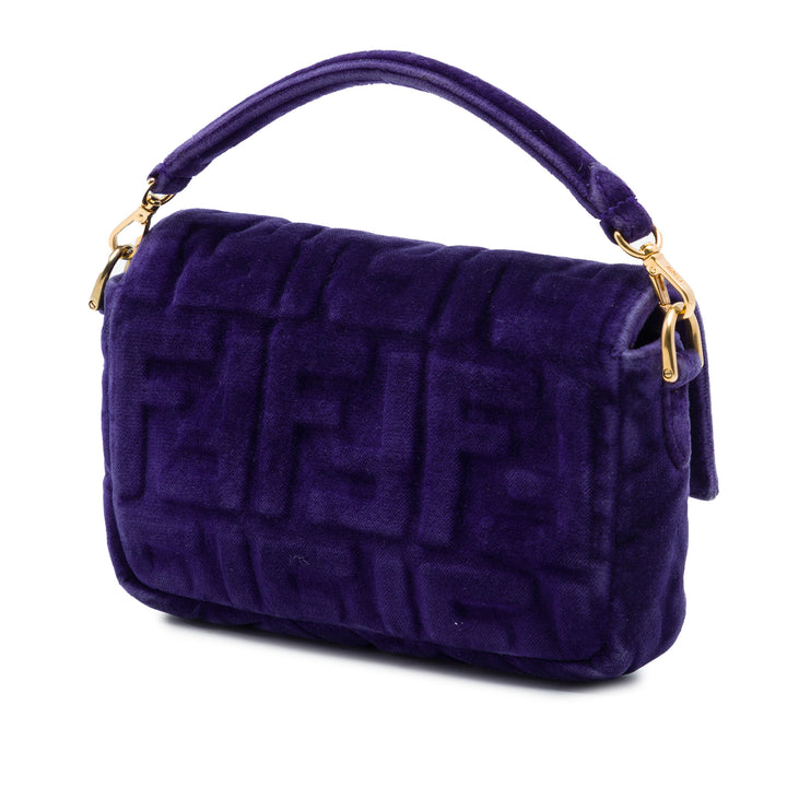 Fendi Mini Zucca embossé Velours Baguette Sac