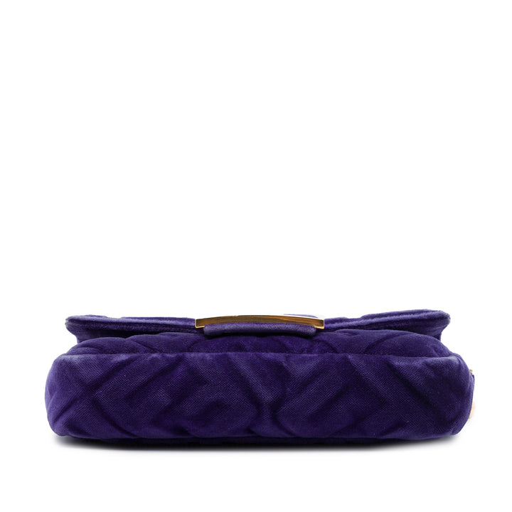 Fendi Mini Zucca embossé Velours Baguette Sac