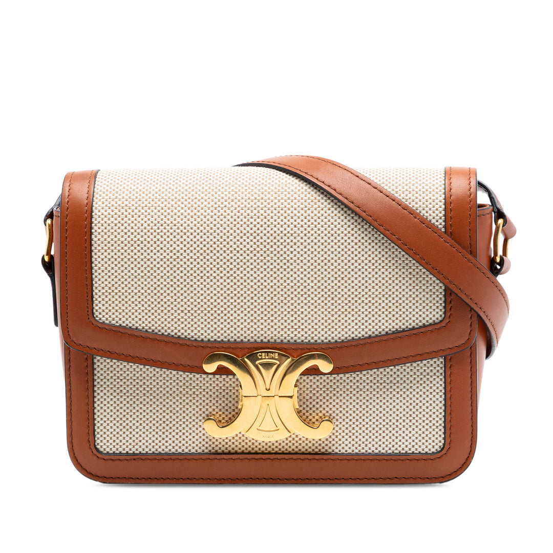 Celine Teen Toile et Cuir de veau Triomphe Sac porté croisé