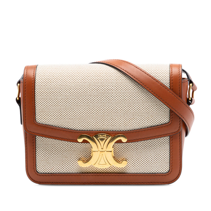 Celine Teen Toile et Cuir de veau Triomphe Sac porté croisé