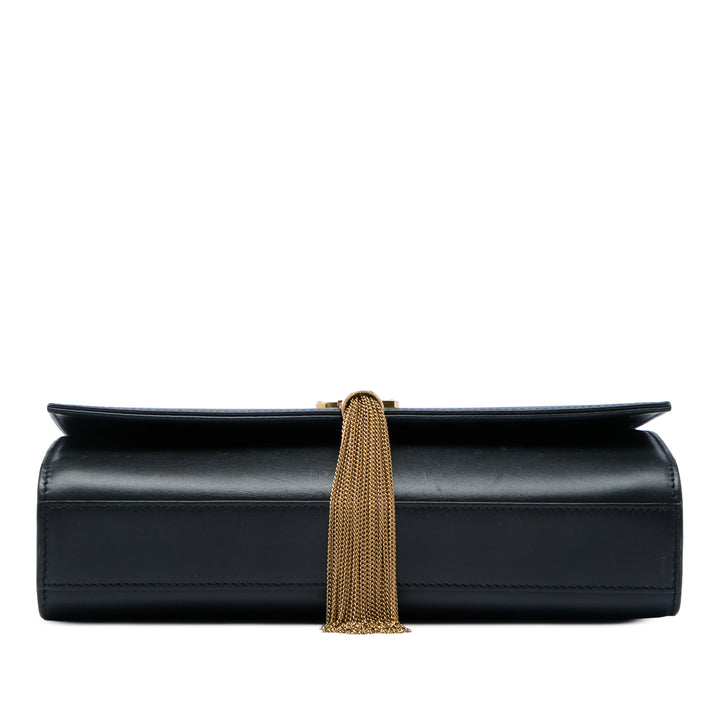 Classic Kate Pompon Sac Moyen Cuir de veau lisse Noir