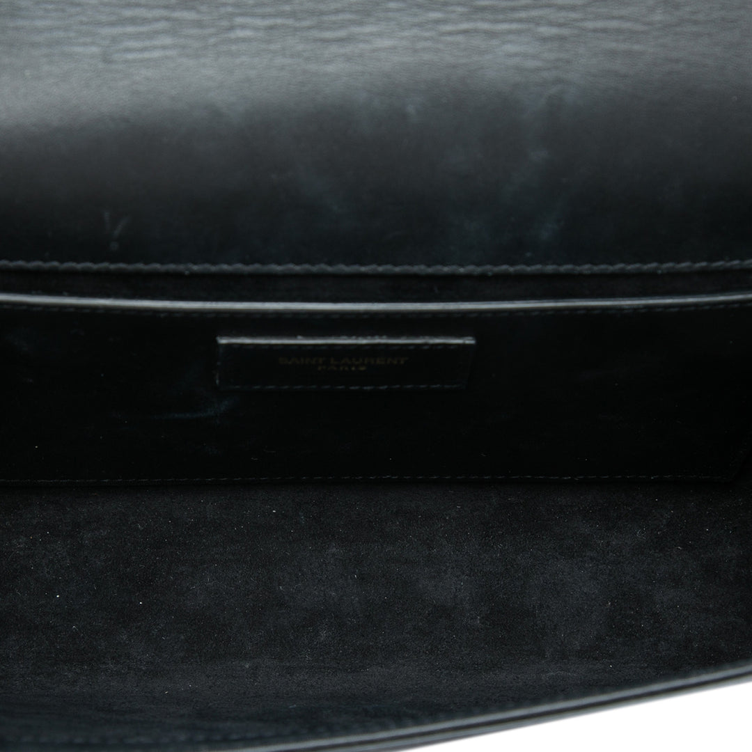 Classic Kate Pompon Sac Moyen Cuir de veau lisse Noir
