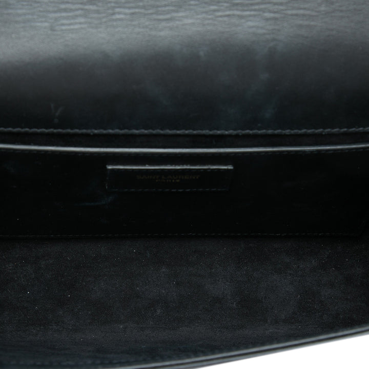 Classic Kate Pompon Sac Moyen Cuir de veau lisse Noir
