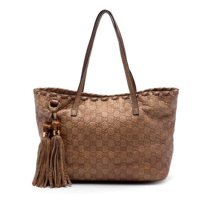 Gucci Medium Guccissima Bamboo Pompon Cabas