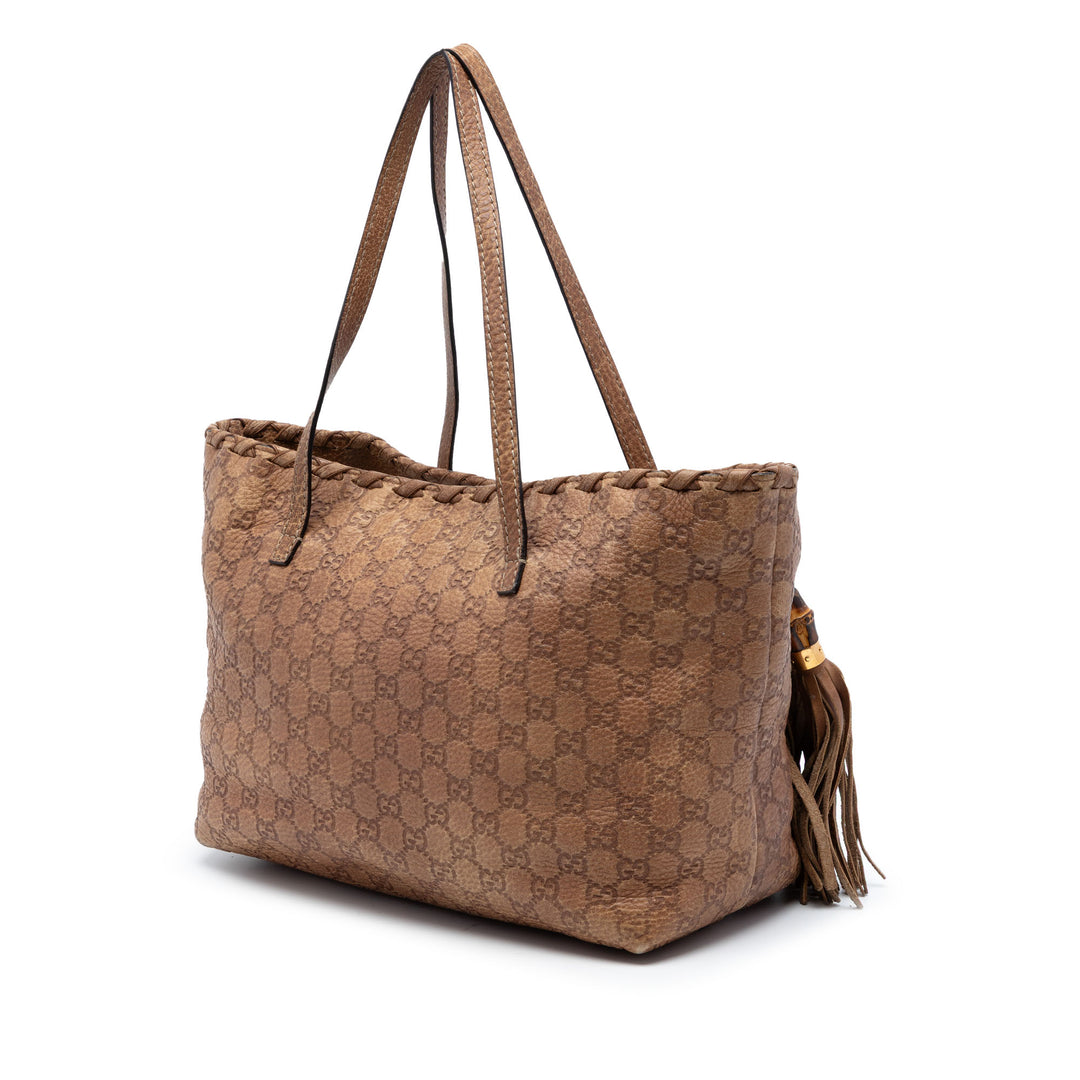 Gucci Medium Guccissima Bamboo Pompon Cabas
