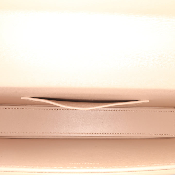 Shiny Calfskin Triomphe Chain Box Shoulder Bag Brown - Gaby Paris