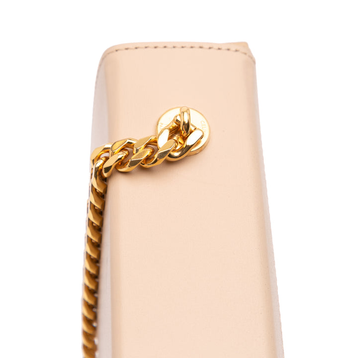 Shiny Calfskin Triomphe Chain Box Shoulder Bag Brown - Gaby Paris