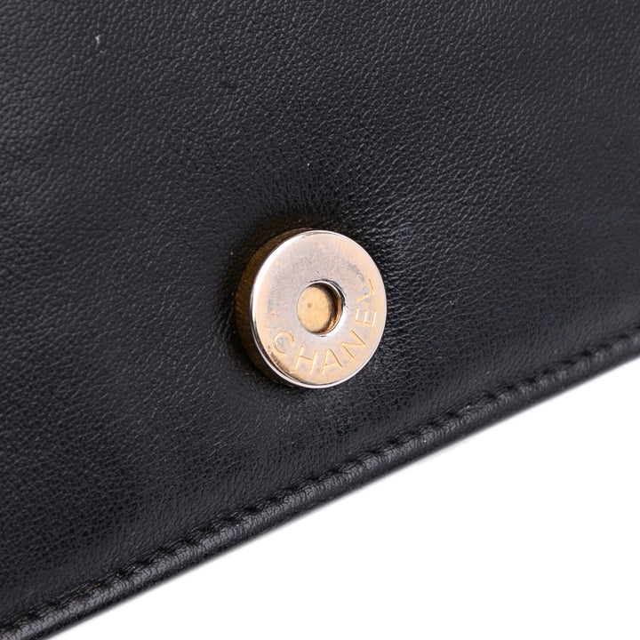 Quilted Calfskin Chain Around Boy Wallet On Chain Black - Gaby Paris
