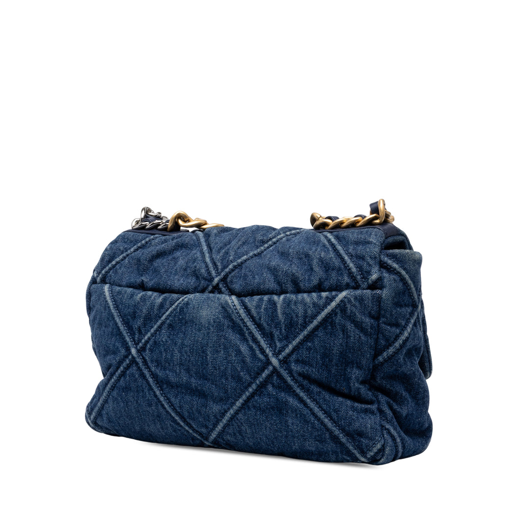 Chanel Sac à main 19 à rabat Jean Moyen Bleu – vue 2 – GABY PARIS