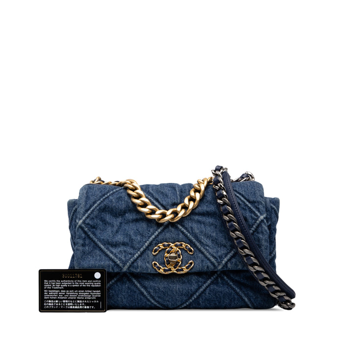 Chanel Sac à main 19 à rabat Jean Moyen Bleu – vue 7 – GABY PARIS