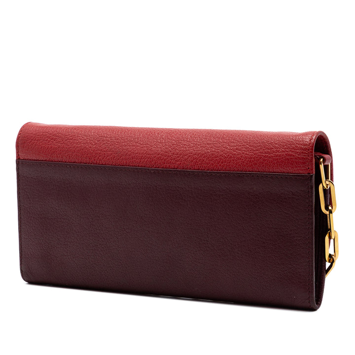 Miu Miu Bicolore Madras Bow Wallet on Chain Cuir de chèvre