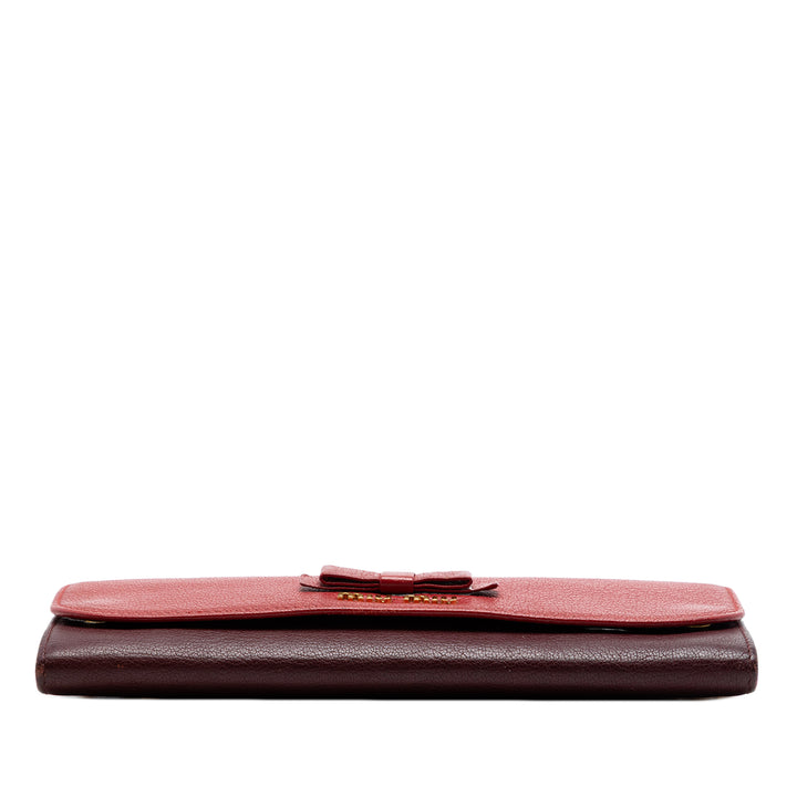 Miu Miu Bicolore Madras Bow Wallet on Chain Cuir de chèvre