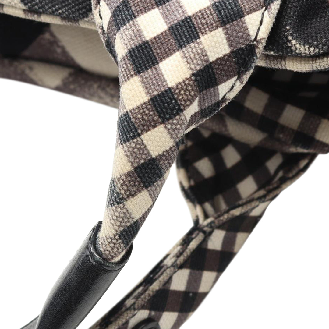 Small Canvas Printed CC Gingham Handbag Black - Gaby Paris