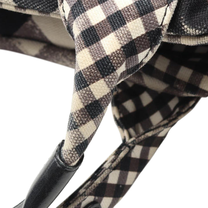 Small Canvas Printed CC Gingham Handbag Black - Gaby Paris