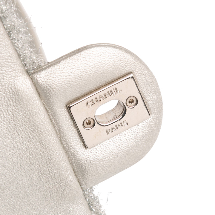 Chanel Medium Quilted Lurex Ground Control Pluto Glitter Flap Argenté