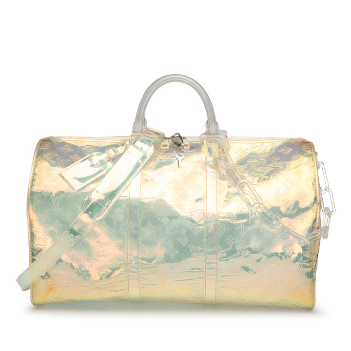 Louis Vuitton Monogram Prism Keepall Bandouliere 50 Blanc