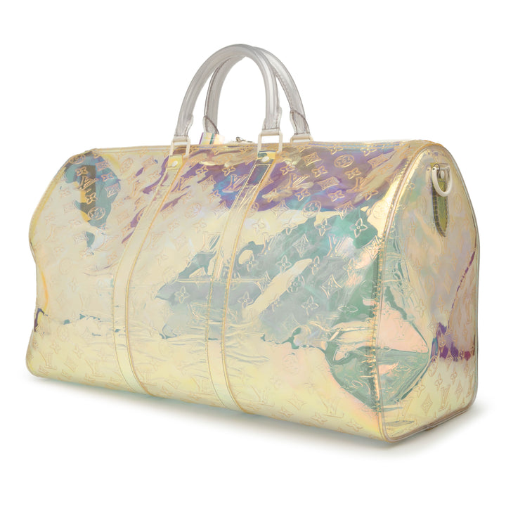 Louis Vuitton Monogram Prism Keepall Bandouliere 50 Blanc