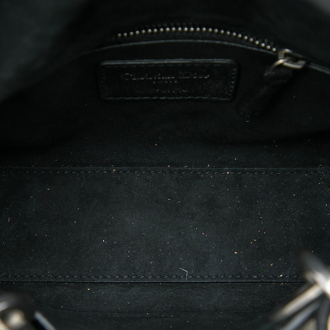 Lady Dior Cannage clouté Flower Mini Cuir de veau Noir