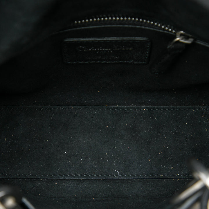 Lady Dior Cannage clouté Flower Mini Cuir de veau Noir